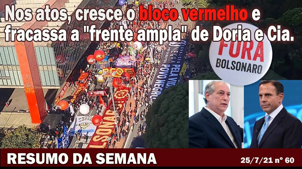 Cresce o bloco vermelho e fracassa a Frente Ampla" de Doria e Cia - Resumo da Semana nº 60 - 25/7/21