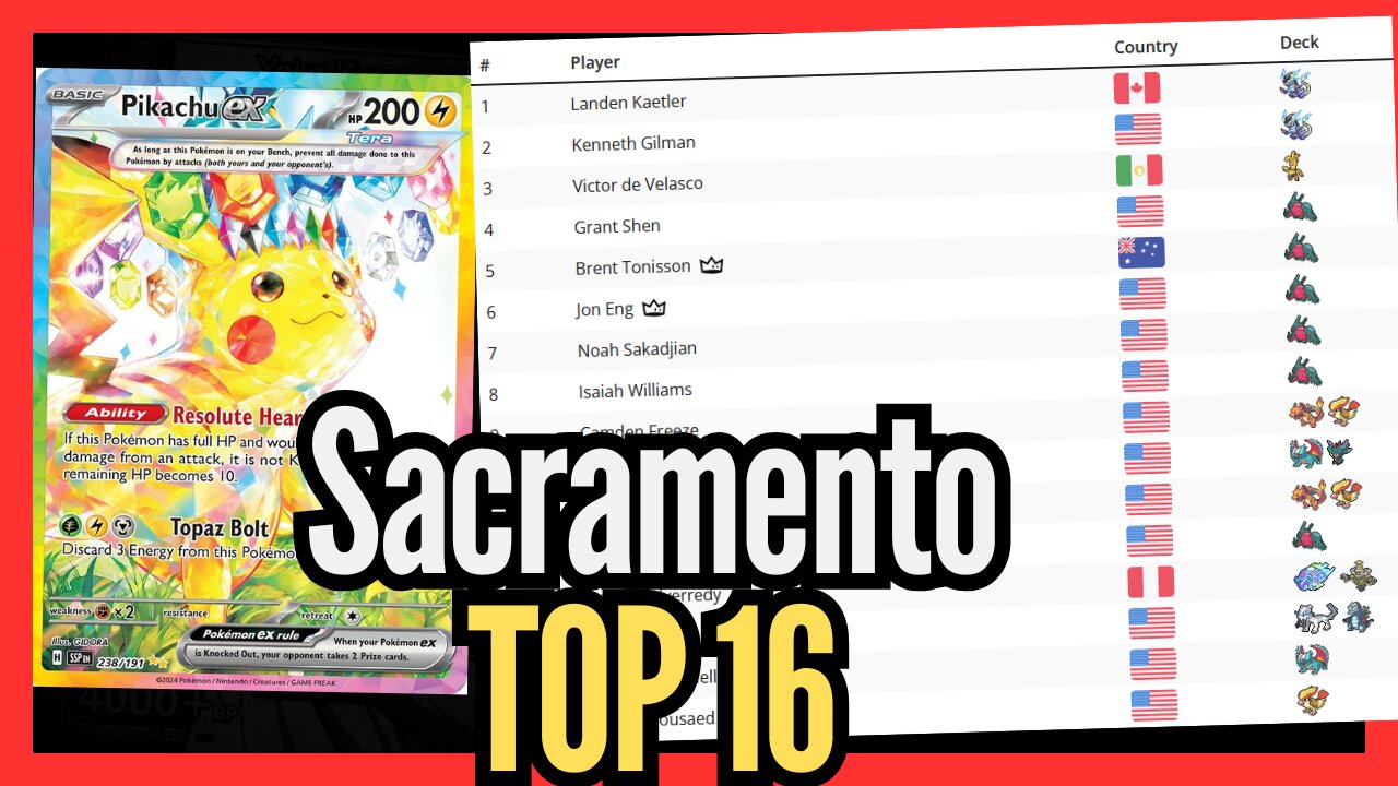 Sacramento, CA TOP 16 Decklists | Pokemon TCG Surging Sparks