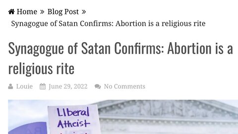 Synagogue of Satan Confirms: Fetal Infanticide is a Religious Rite