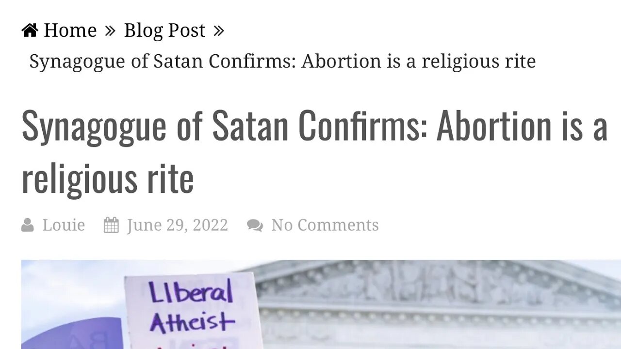 Synagogue of Satan Confirms: Fetal Infanticide is a Religious Rite