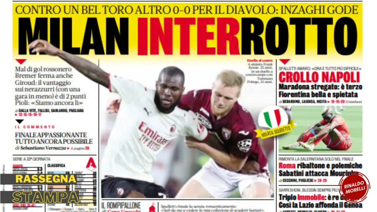 Milan senza gol, grande Ferrari, Napoli a picco. Rassegna Stampa Sportiva ep.39 | 11.04.2022