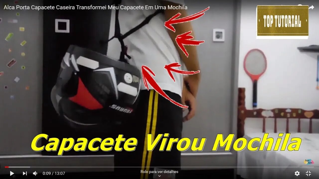 Alca Porta Capacete Caseira (Capacete Virou uma Bolsa)