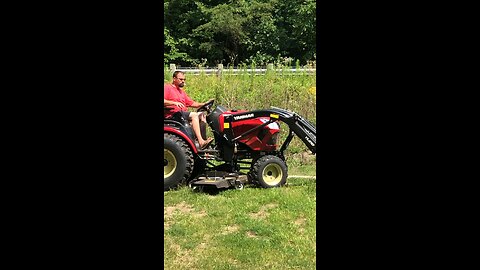 First mow by the barn.