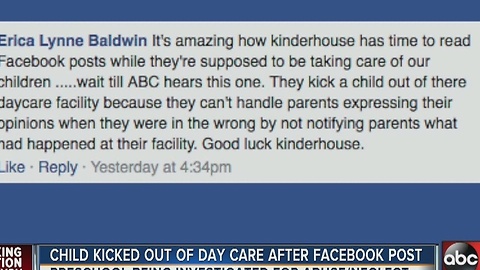 Preschool kicks child out after parents post concerns about facility on Facebook