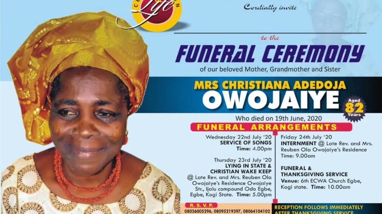 Mrs. Christiana Adedoja Owojaiye Funeral: Interment