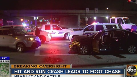 HIt and run crash leads to foot chase