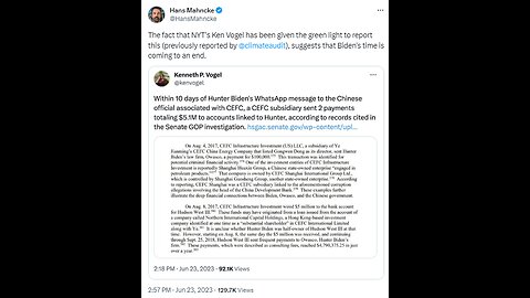 Hunter Biden BOMBSHELL: Joe Biden Was IN THE ROOM When Son THREATENED Chinese Businessman 6-24-23 Hi