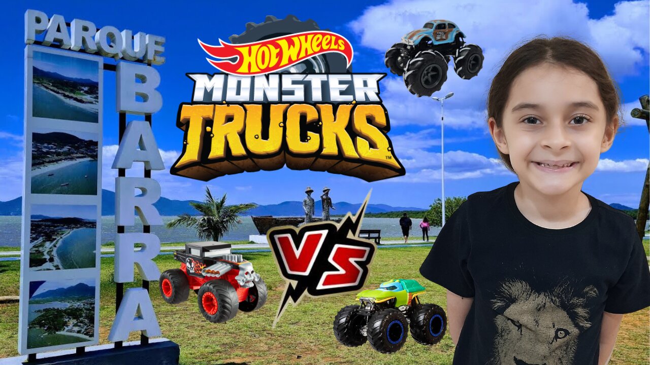 BATALHA DE HOT WHEELS MONSTER TRUCKS NA PRAIA #HotWheels #hotwheelsmonstertruck