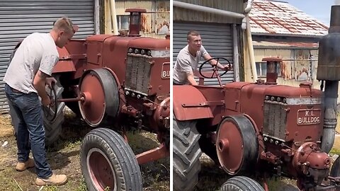 Epic old school tractor needs lots of work just to start