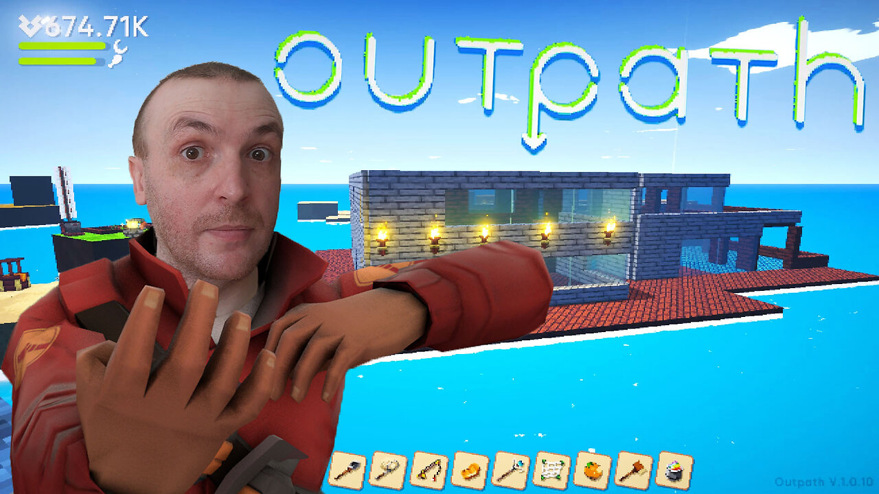 Outpath - Fourth Biome Unlocked, Finishing Our Floating Mansion (Voxel Clicker Building Game)