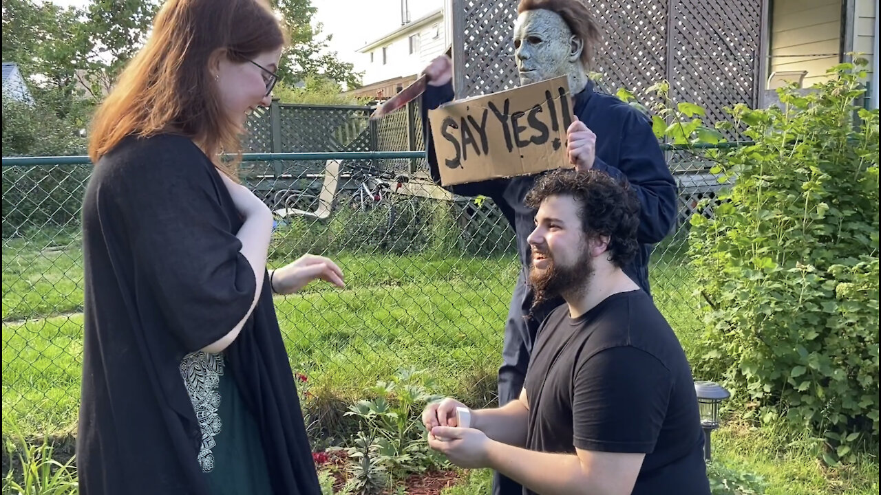 Horror ICON Michael Myers helps with a wedding Proposal