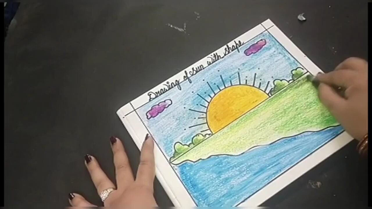 Drawing of sun with shapes