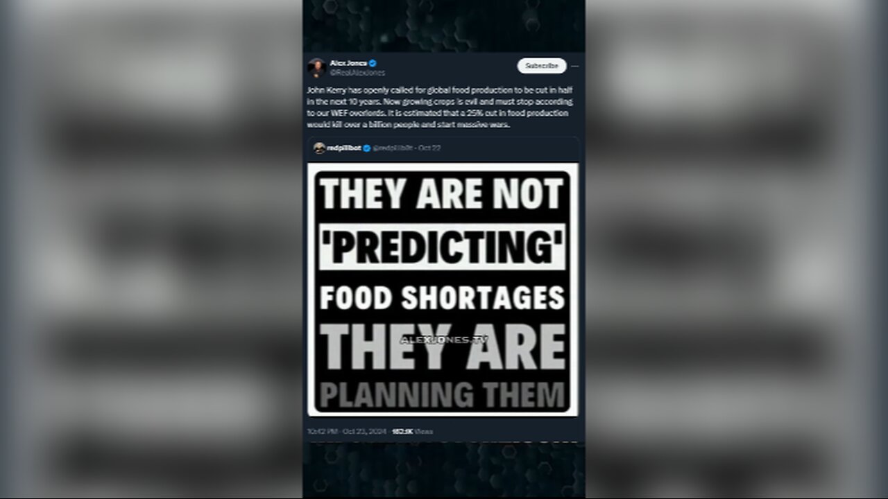 The Globalists Are Planning Food Shortages - Alex Jones on X