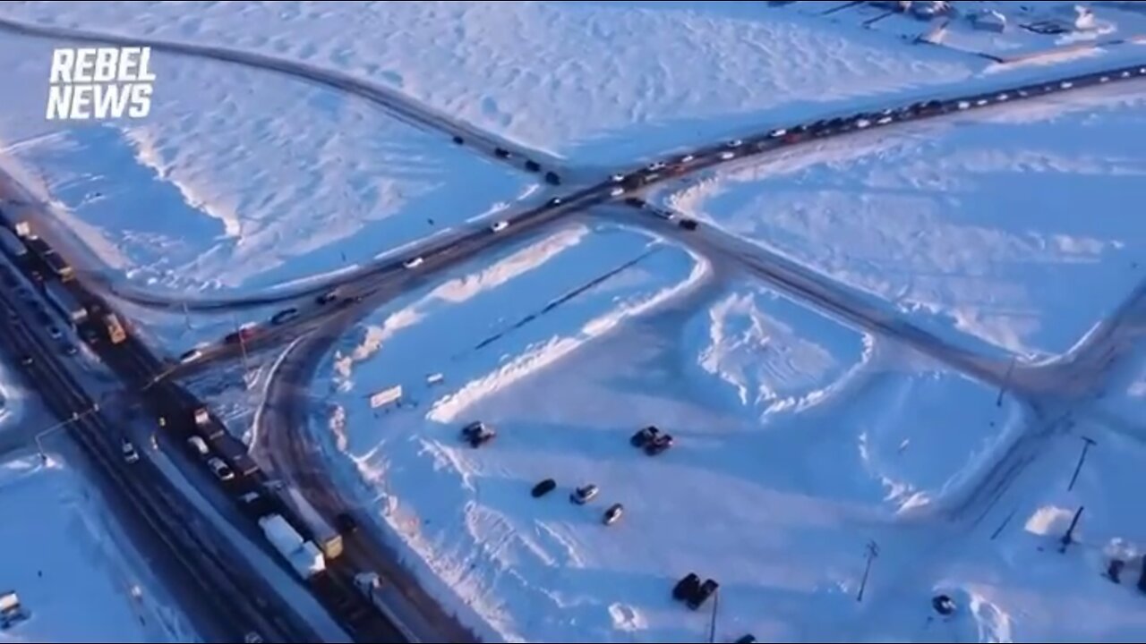 Aerial Footage Of The Truckers For Freedom Convoy