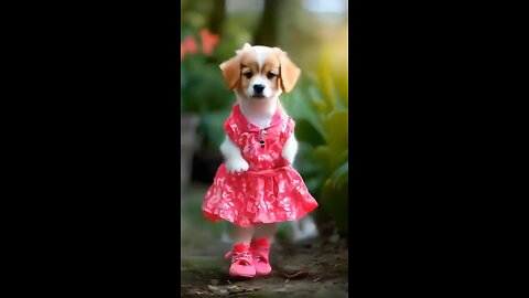 Puppy in dress dance video 😻