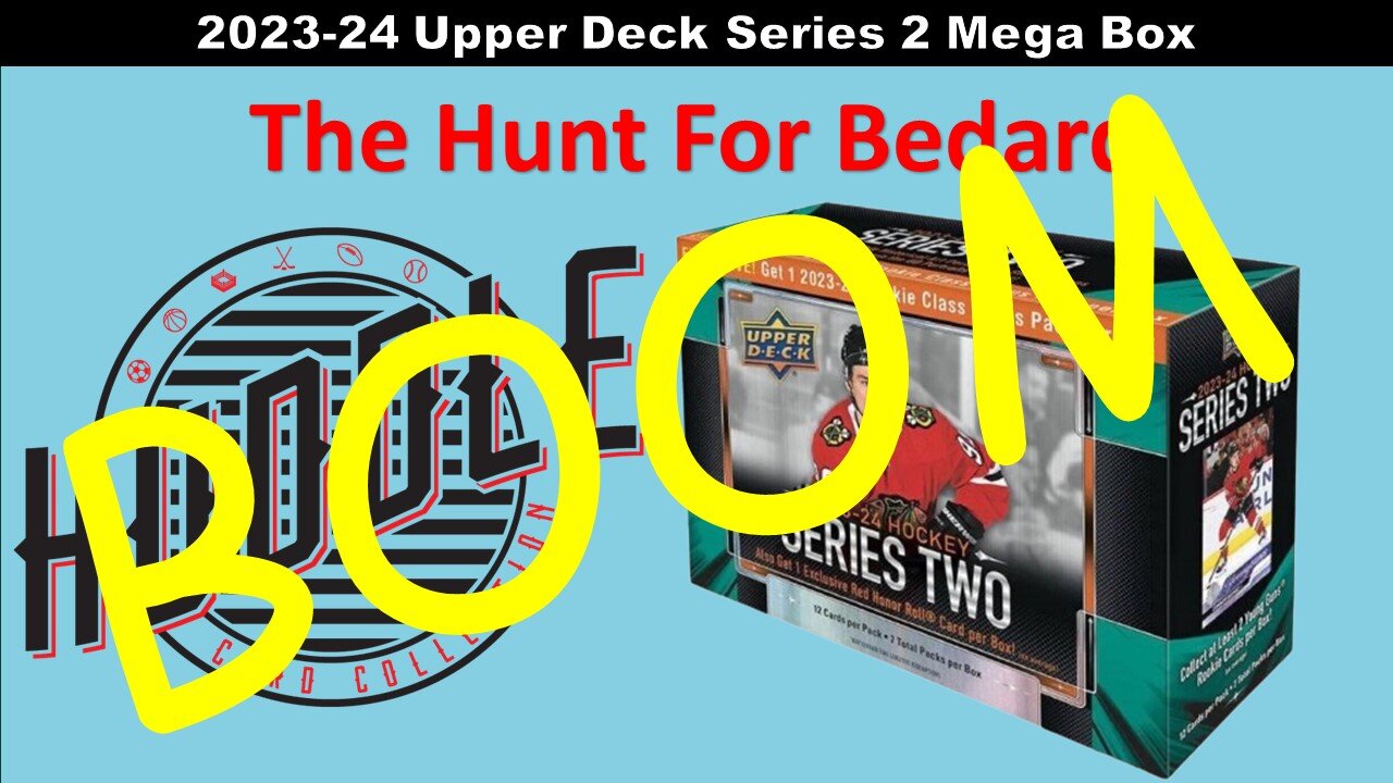 BOOM Hitting A Bedard 2023-24 Upper Deck Series 2 Hockey Mega Box. Cool Inserts