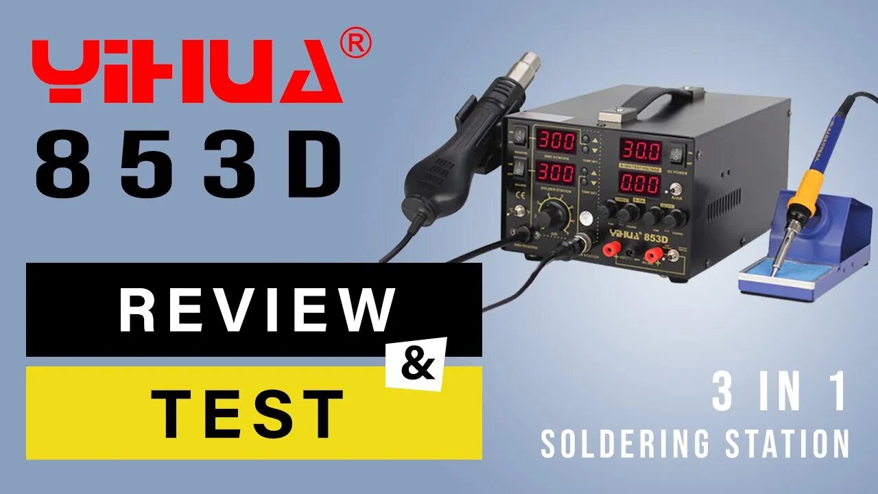 Yiuha 853D - 3 in 1 Soldering Station! Hothair rework gun + Soldering iron + Adjustable power supply