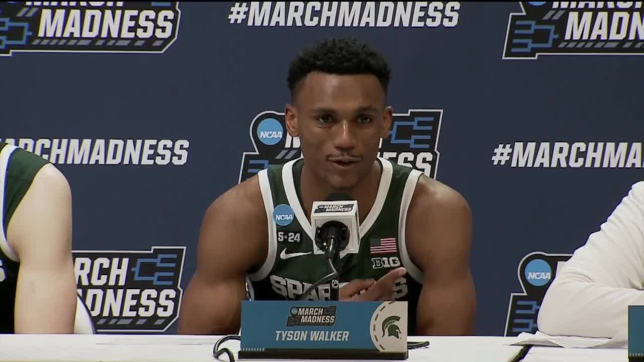 Tyson Walker says he owes Tom Izzo 'pizza and a cab ride' as Spartans advance to NYC