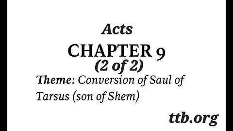 Acts Chapter 9 (Bible Study) (2 of 2)