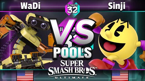 ULTIMATE 32 Pools - WaDi (R.O.B.) vs. DA | Sinji (PAC-MAN) - Smash Ultimate