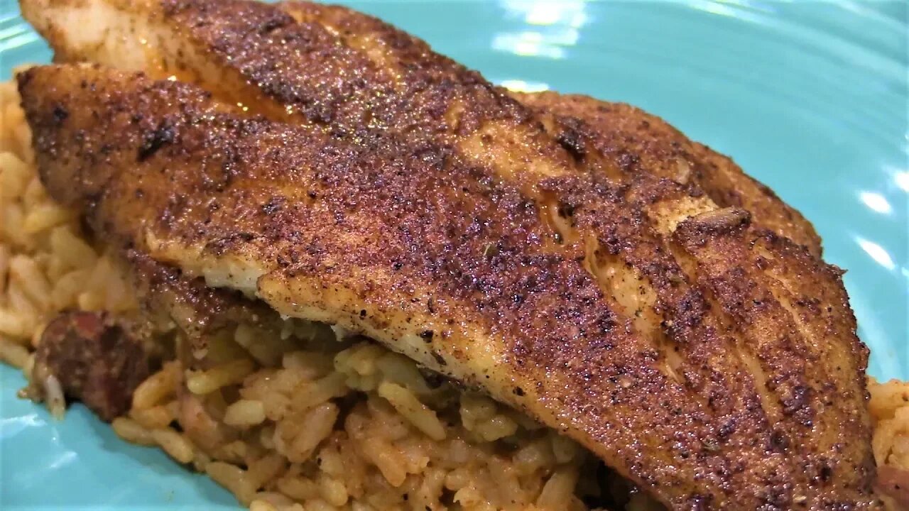 Blackened Fish and Jambalaya on Weber Kettle