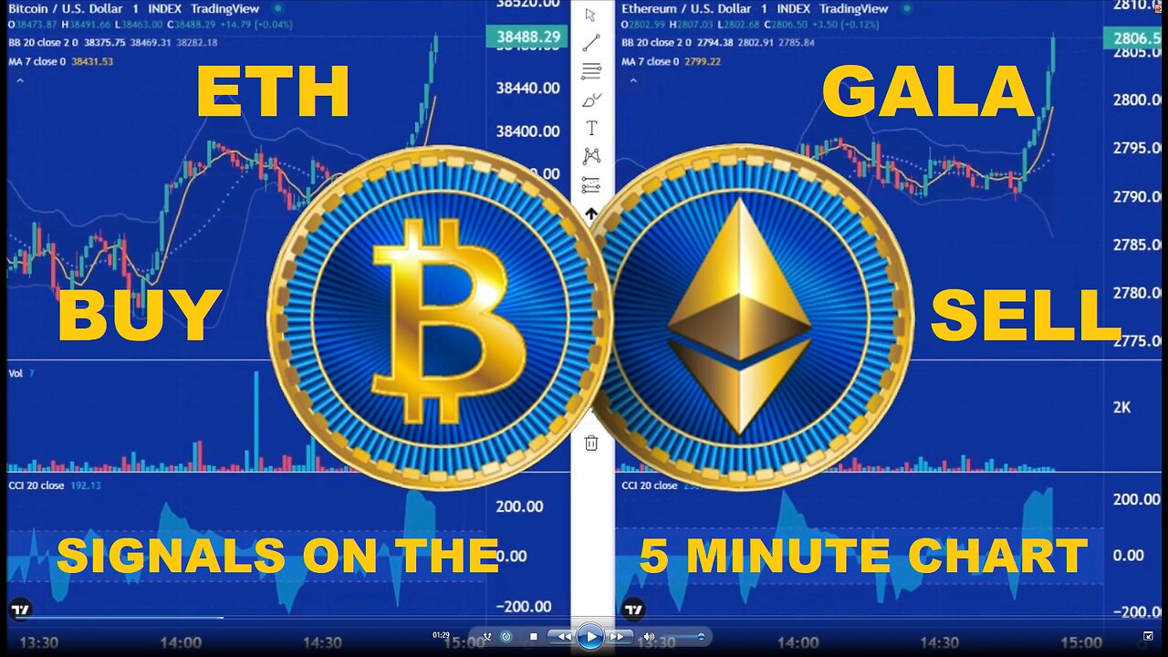 Buy + Sell Signals on the GALA 5 Minute Chart