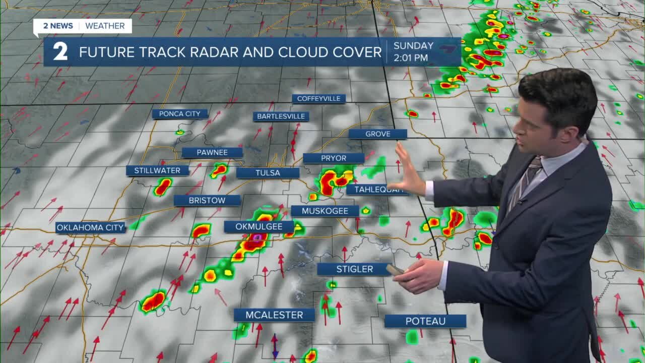 Scattered showers Sunday and Monday