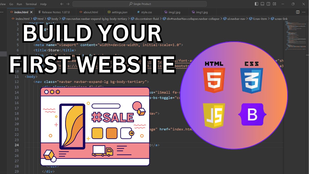 How to Create a Website with HTML, CSS & Bootstrap - Tutorial for Beginners