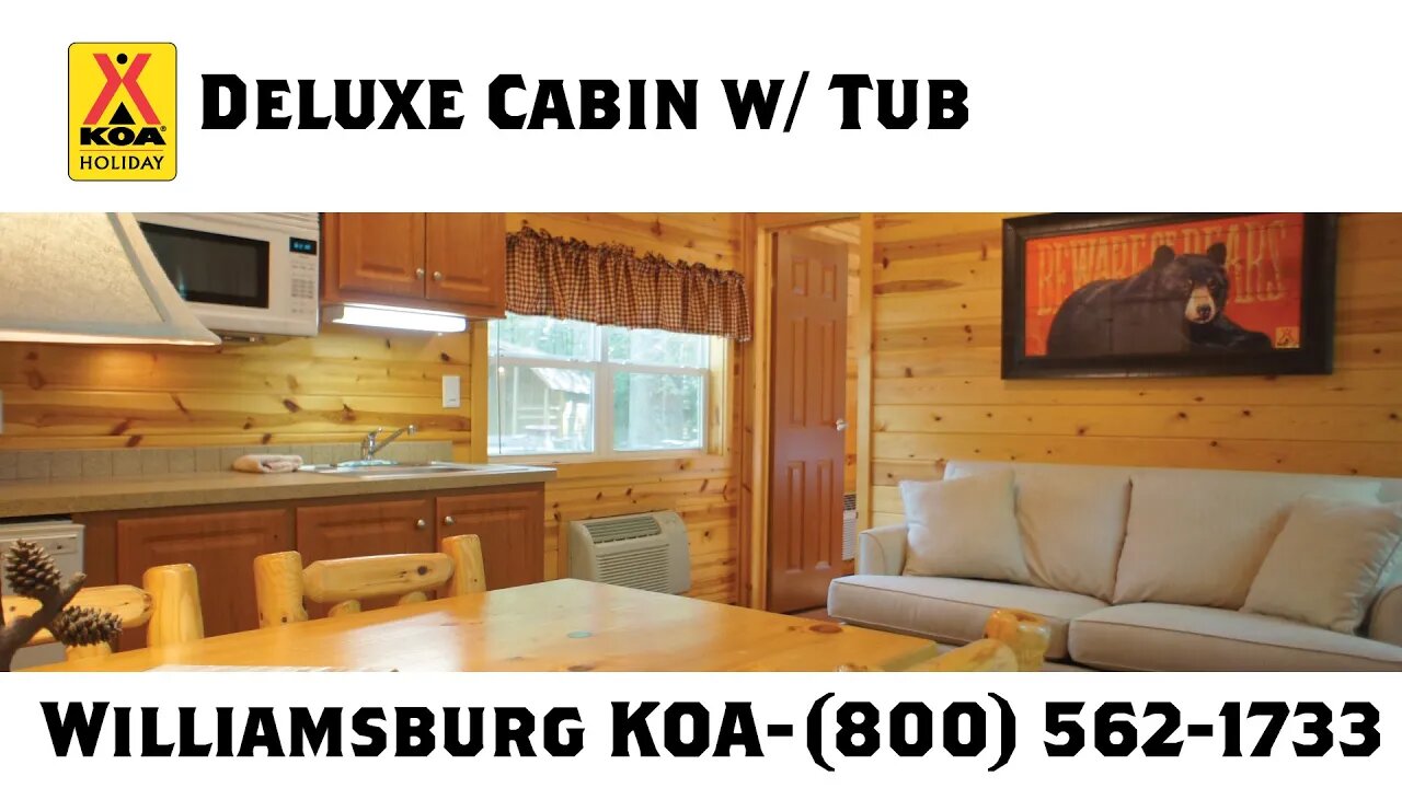 360 Tour of the Deluxe Cabin with Bathroom at Williamsburg / Busch Gardens Area KOA