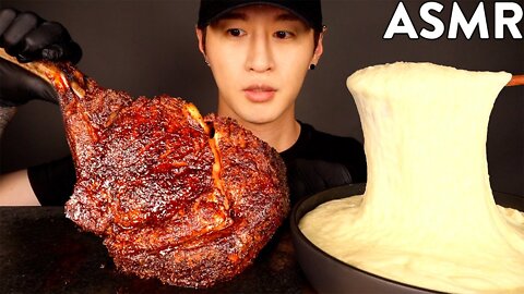 ASMR TOMAHAWK STEAK & STRETCHY CHEESE MUKBANG (No Talking) COOKING & EATING SOUNDS Zach Choi ASMR