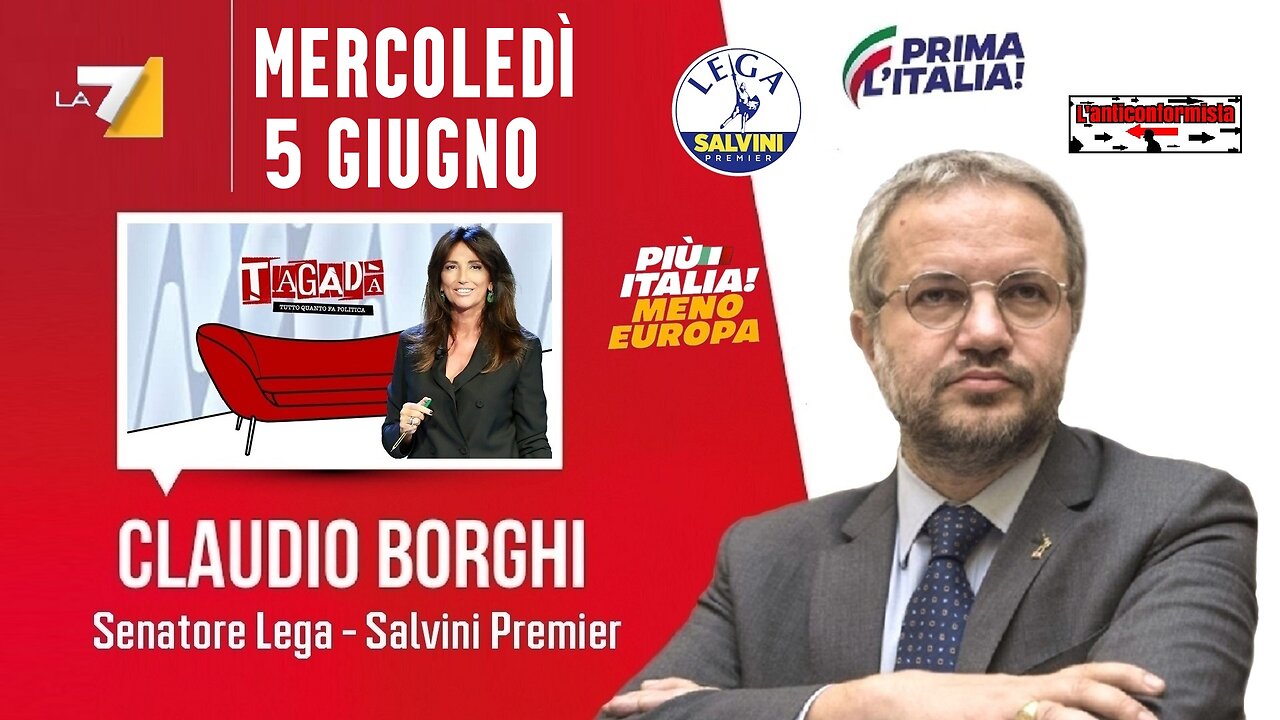 🔴 Interventi (quando erano concessi) del Sen. Claudio Borghi ospite a Tagadà del 05/06/2024.