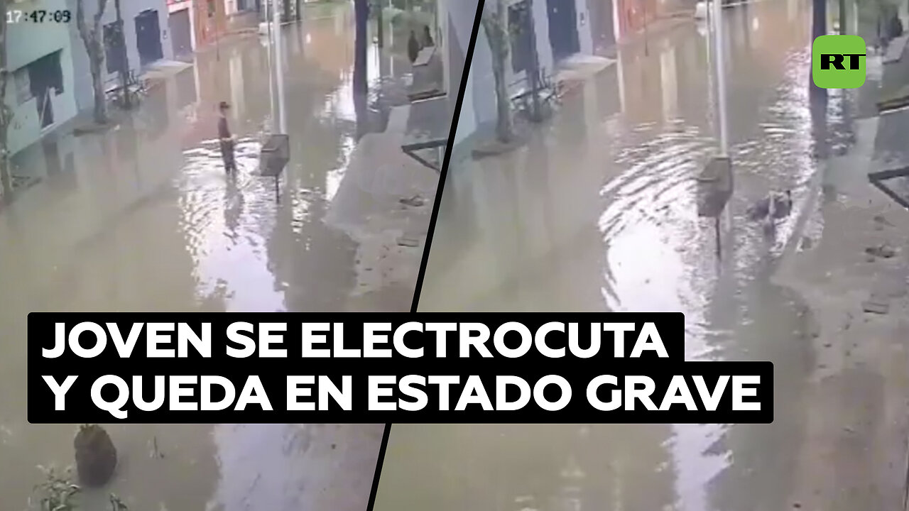 Adolescente recibe fuerte descarga al tocar un poste durante inundación en Argentina