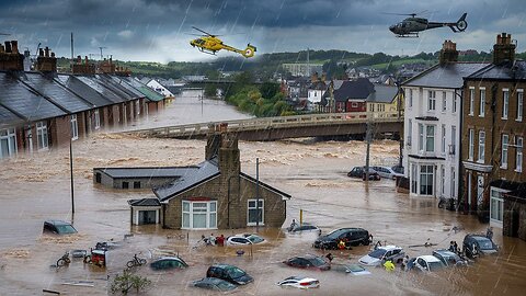 2 minutes ago in Wales, UK! Unprecedented flash flood after river overflow