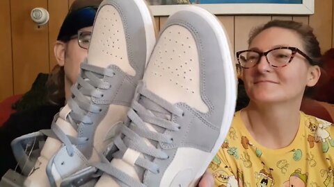 Unboxing Light Iron Ore Air Jordan 1 Mid Sneakers and Coconut Milk Mids with my girlfriend Laura