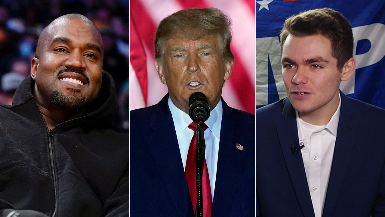 Conservative Nick Fuentes and Kanye West Meet Former President Trump