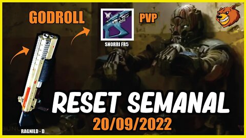 DESTINY 2 │ RESET SEMANAL TEM ARMA GODROLL CONFIRA 20/09/2022