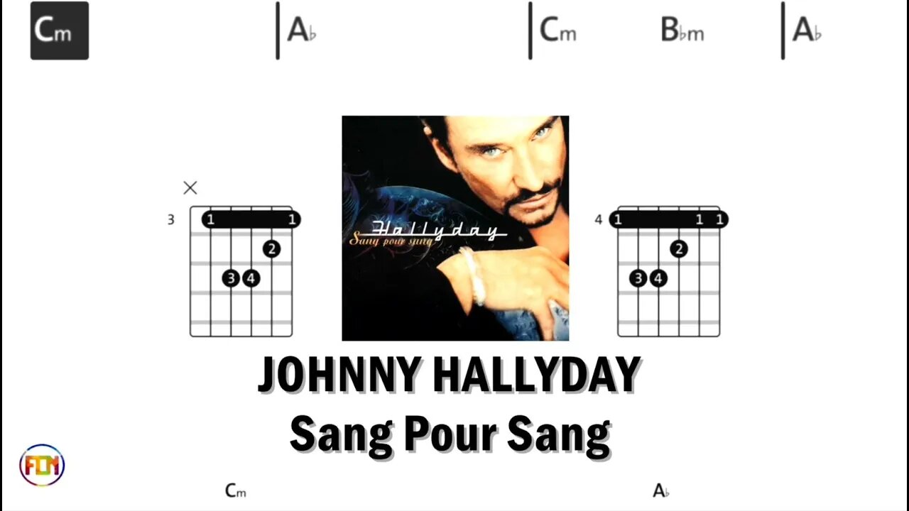 JOHNNY HALLYDAY Sang Pour Sang - (Chords & Lyrics like a Karaoke) HD