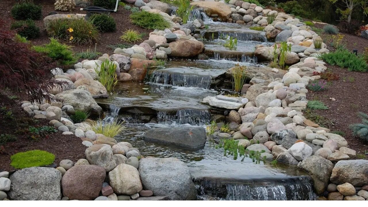 Stone waterfall. Relax to the sound of water. Sounds of nature.