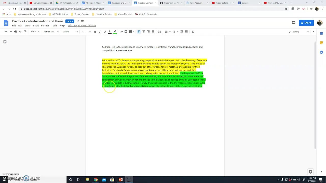 Finished Contextualization and Thesis (04/08/2020)