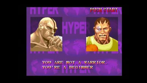 Hyper Street Fighter 2 Nerf AI (PS2) - Sagat (Super T/X) - Hardest - No Continues