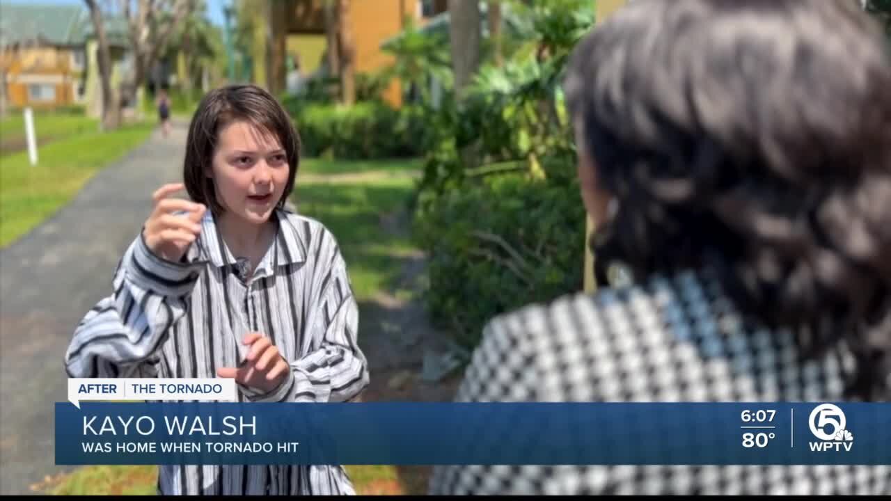 Child describes being home alone when EF2 tornado hit North Palm Beach