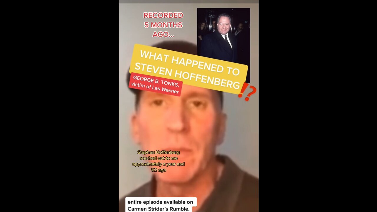 George B Tonks Talks About Time Leading Up To Steven Hoffenberg Murder