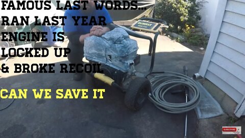 Dewalt 3800PSI Honda GX290 WILL NOT START RAN LAST YEAR HOW TO FIX BROKE PULL CORD ANDMORE PRAY!