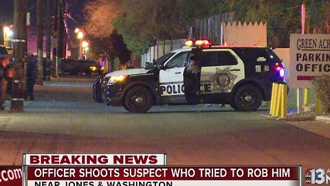 Man shot attempting to rob Las Vegas police officer