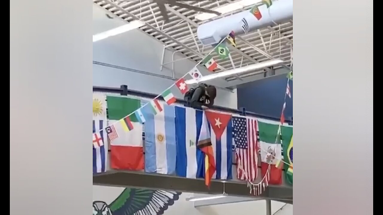 Student of the Month Takes Down Groomer Flag Hanging Next to American Flag