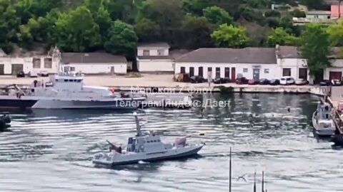 Sevastopol Port - Captured Gyurza-M Gunboat Towed into Port by a Tug (possibly RB-18)