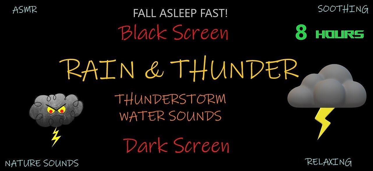 Calming Rainstorm and Thunderstorm Sounds for Sleeping | Black/Dark Screen | 8 HOURS