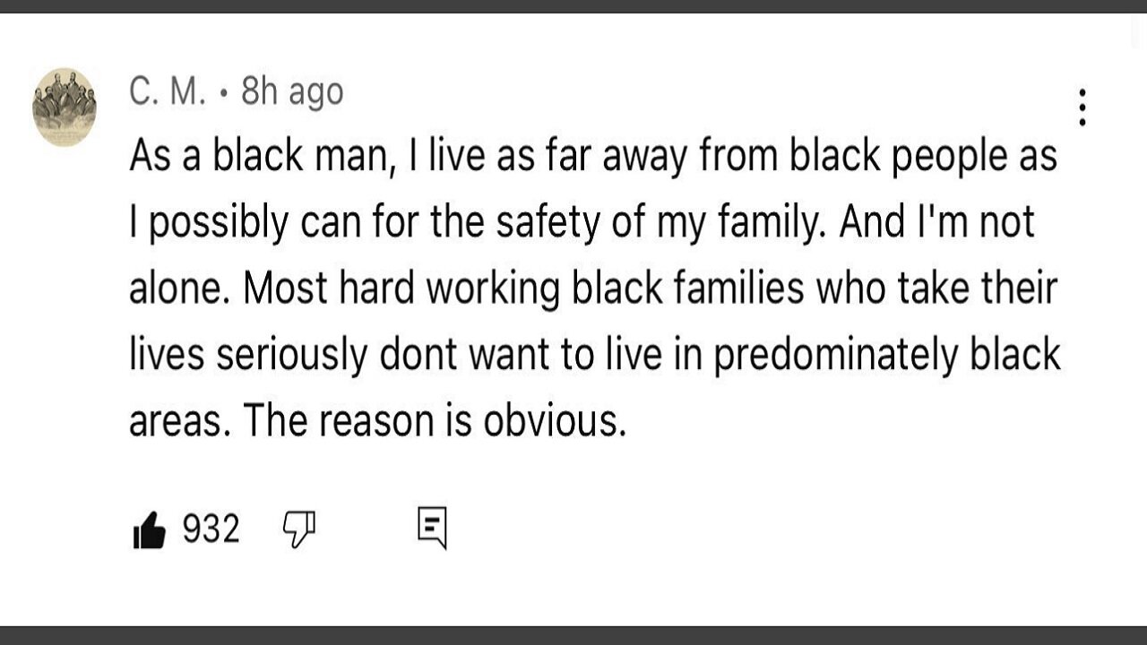 He Feels He & His Family Are Safer Not Living Around Blacks, And He's Black!