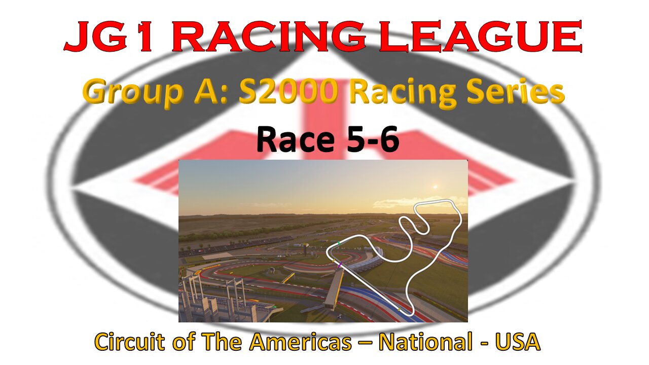 Race 5-6 - JG1 Racing League - Group A - S2000 Racing Series - Circuit of the America's (Natl) - USA