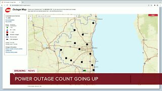 Power outage count going up due to powerful winds